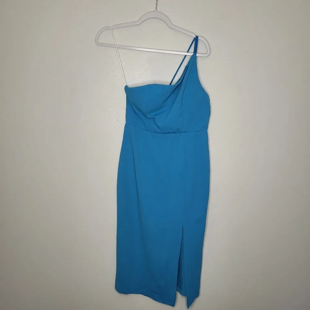 Hello Molly Taking It Back Homecoming Dress Blue Slit One Strap Party NWT Size 8